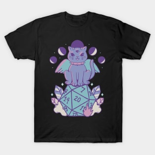 D&D Cat Demon on a D20 T-Shirt